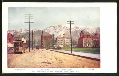 Künstler-AK Ogden, UT, Wasatch Range and Twenty-Fifth Street, Tramway