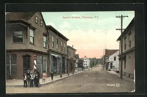 AK Pascoag, RI, Sayles Avenue with Children