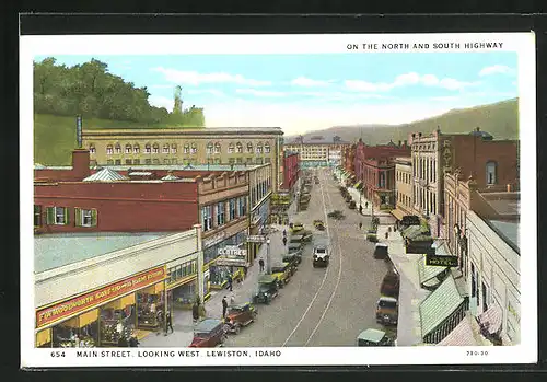 AK Lewiston, ID, Main Street with Shops looking West