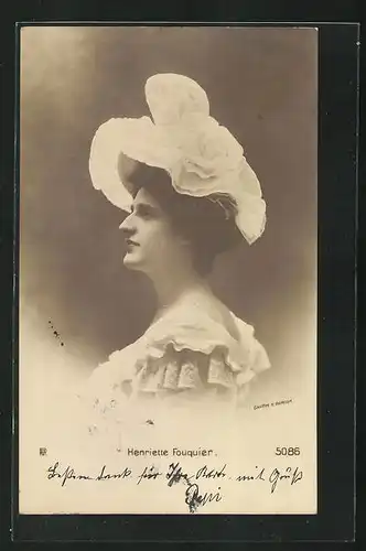 AK Schauspielerin Henriette Fouquier mit Hut