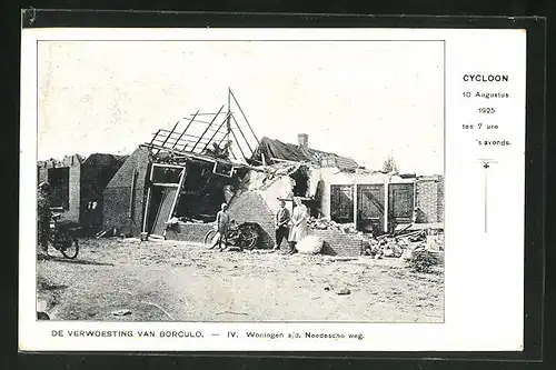 AK Borculo, Cycloon 1925, Woningen a/d. Needesche weg, Wirbelsturm