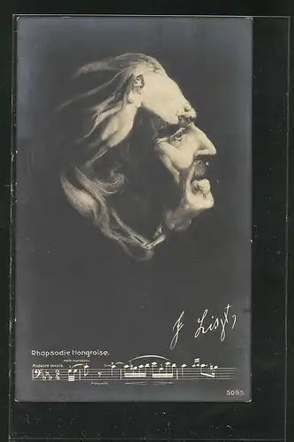 AK Portrait von Franz Liszt aus nackten Frauenkörpern gebildet, Rhapsodie Hongroise