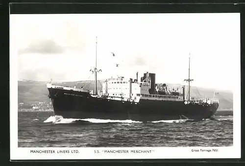 AK Handelsschiff S.S. Manchester Merchant in Fahrt, Manchester Liners Limited