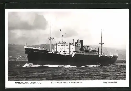AK Handelsschiff S.S. Manchester Merchant in voller Fahrt, Manchester Liners Limited