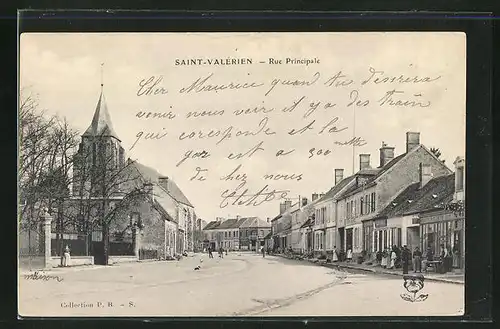 AK Saint-Valerien, Rue Principale, Strassenpartie