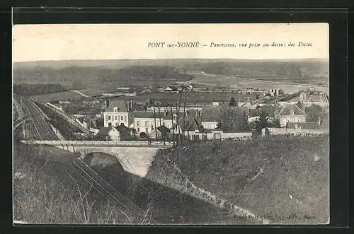 AK Pont-sur-Yonne, Panorama, vue prise au-dessus des Fosses