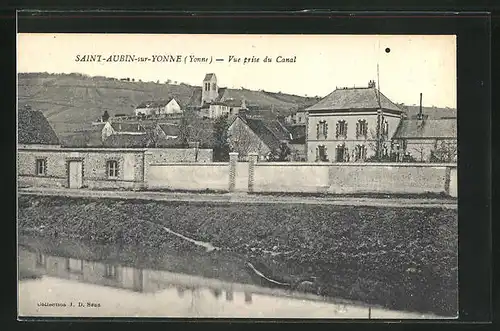 AK Saint-Aubin-sur-Yonne, Vue prise du Canal