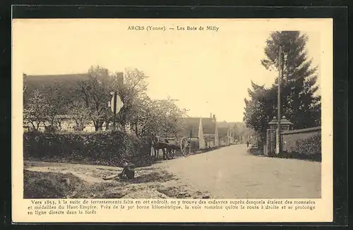 AK Arces, Les Bois de Milly, Strasse mit Kurve