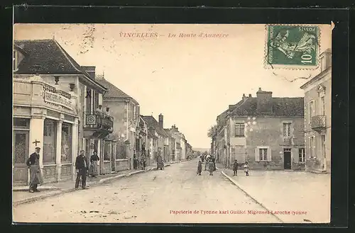 AK Vincelles, La Route d`Auxerre, Häuserfassaden