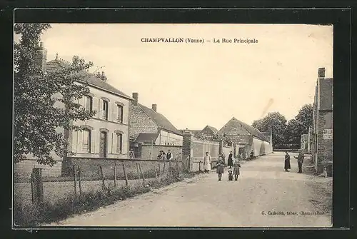 AK Champvallon, La Rue Principale, Strassenpartie