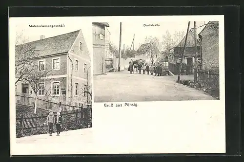 AK Pöhsig, Materialwarengeschäft, Dorfstrasse