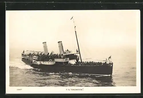 AK Passagierschiff P.S. Snowdon mit Passagieren an Deck
