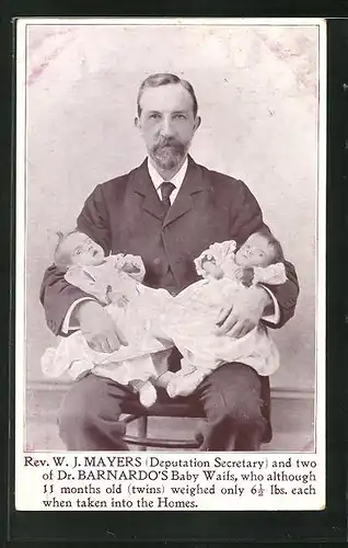 AK Rev. W. J. Mayers and two of Dr. Barnardo`s Baby Waifs