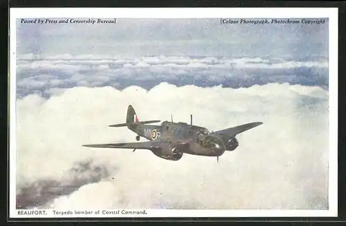 AK Beaufort, Torpedo bomber of Coastal Command, Kampfflugzeug in der Luft