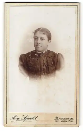 Fotografie Aug. Specht, Gangkofen & Neumarkt a / R., Portrait junge Dame im hübschen Kleid