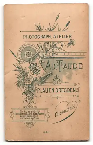 Fotografie Ad. Taube, Dresden-Plauen, Portrait brünette Schönheit mit hochgebundenem Haar