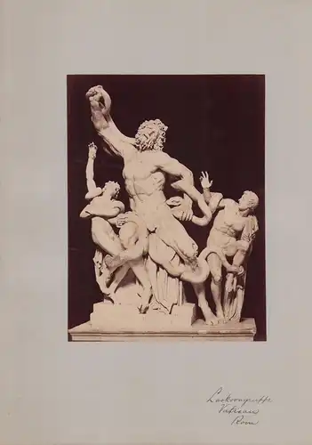 Fotografie Fotograf unbekannt, Ansicht Vatikanstadt, Statuen Laokoon-Gruppe im vatikanischen Museum, 31 x 42cm