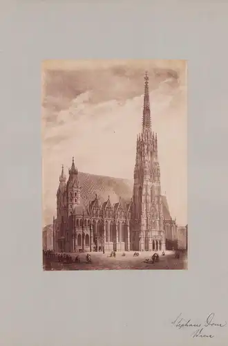 Fotografie Fotograf unbekannt, Ansicht Wien, Wiener flanieren am Stephansdom, Grossformat 31 x 42cm