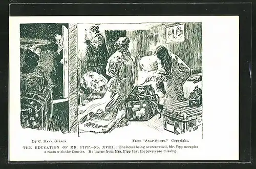 Künstler-AK Charles Dana Gibson: The Education of Mr. Pipp, Mr. Pipp occupies a room with the Courier