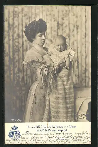AK Madame la Princesse Albert et le Prince Leopold von Belgien als Baby