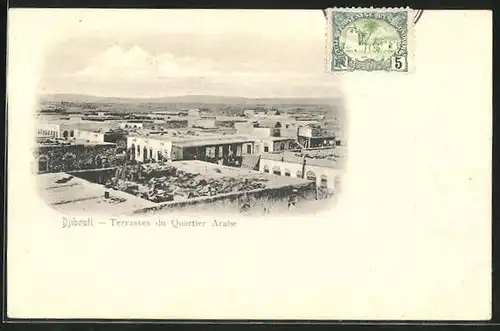 AK Djibouti, Terrasses du Quartier Arabe, Panorama