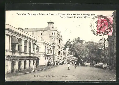 AK Colombo, Princes`s Street, View of the West End looking East, Government Printing Office