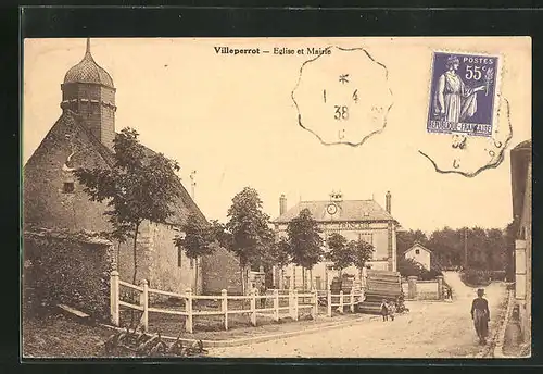 AK Villeperrot, Eglise et Mairie