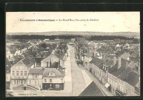 AK Villeneuve-l`Archeveque, La Grand`Rue, Strassenpartie