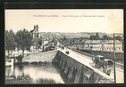 AK Villeneuve-sur-Yonne, Vue du Pont prise du Faubourg Saint Laurent