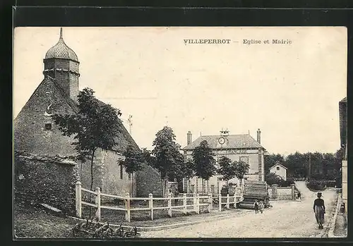 AK Villeperrot, Eglise et Mairie