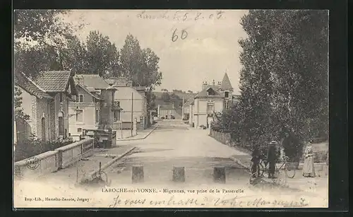AK Laroche-sur-Yonne, Migennes, vue prise de la Passerelle