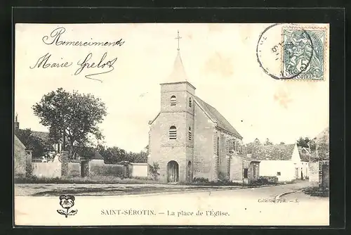 AK Saint-Serotin, La place de l`Eglise, Häuser an Strasse