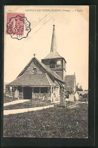 AK Savigny-en-Terre-Pleine, L`Eglise mit Gräbern