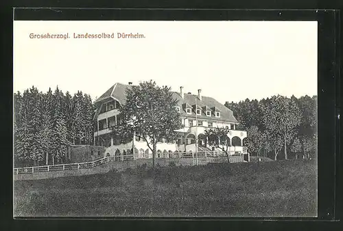 AK Dürrheim, Blick vom Garten auf das Grossherzogl. Landessolbad