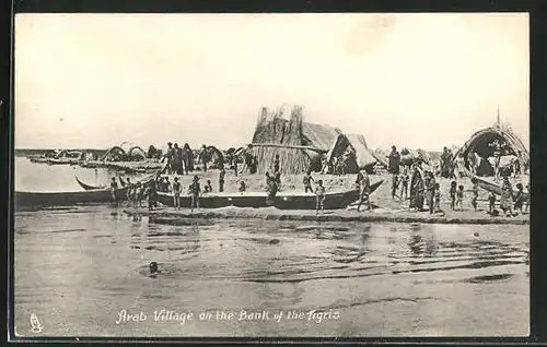 AK Irak, Arab Village on the Bank of the Tigris