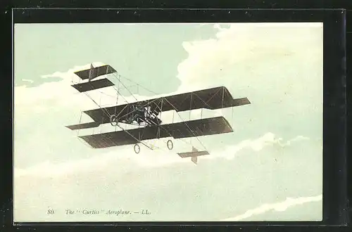 AK The Curtiss Aeroplane, Flugzeug in den Wolken