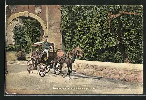 Künstler-AK Gibraltar, a Hackney Carriage, Pferdekutsche