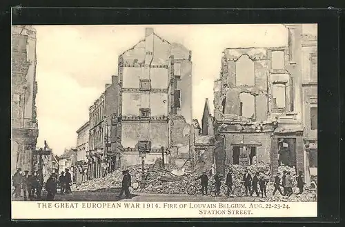 AK Louvain Fire of Louvain 1914