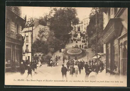 AK Blois, Rue Denis Papin et Escalier monumental
