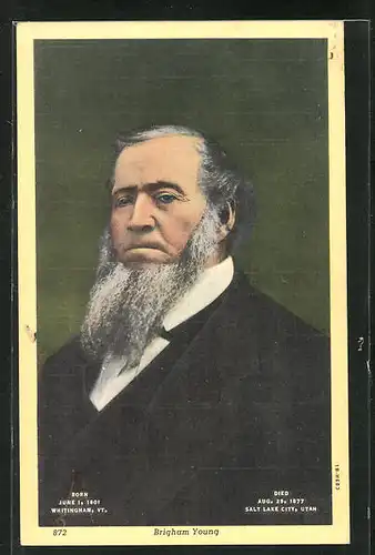 AK Brigham Young, President of the Mormon Church, Halbportrait des Geistlichen