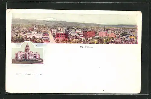 AK Denver, CO, Amtsgebäude und Ortsansicht mit Häusern und Blick auf Berge