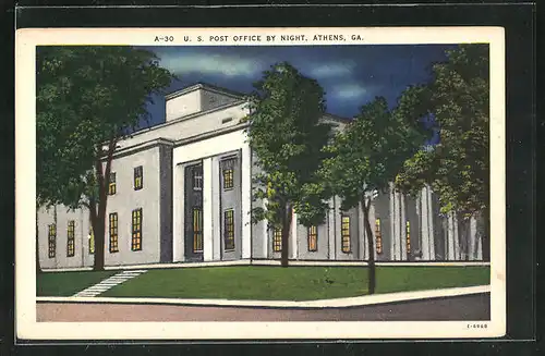 AK Athens, GA, U. S. Post Office by Night