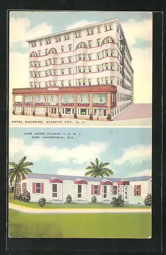 Künstler-AK Fort Lauderdale, FL, Cope Hotel Village, Hotel Wiltshire Atalntic City