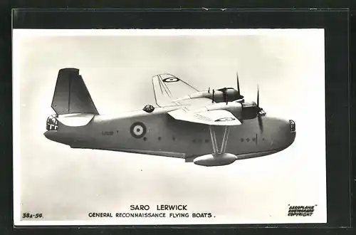 AK Saro Lerwick, General Reconnaissance Flying Boats, Wasserflugzeug in den Lüften