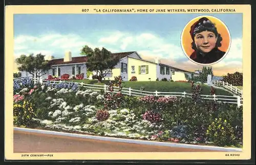 Künstler-AK Westwood, CA, La Californiana Home of Jane Withers