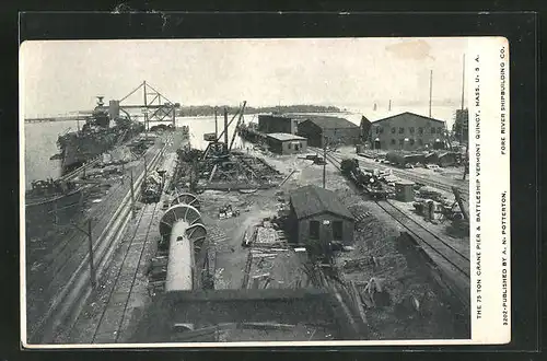 AK Quincy, MA, the 75 Ton Crane Pier & Battleship Vermont