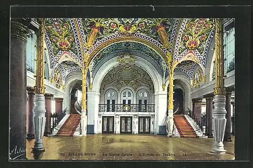 AK Aix-les-Bains, Le Grand Cercle, L`Entrée du Théatre