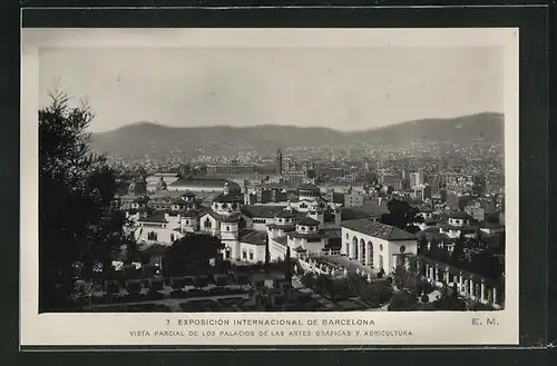 AK Barcelona, Exposicion Internacional, Vista parcial de Los Palacios de las Artes Grficas y Agricultura, Ausstellung