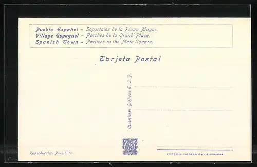 AK Barcelona, Ausstellung, Exposicion Internacional 1929, Pueblo Espanol, Soportales de la Plaza Mayor