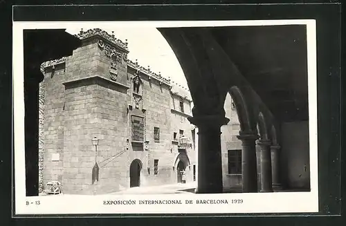 AK Barcelona, Exposicion Internacional, 1929, Pueblo Espanol, Calle de Caballeros